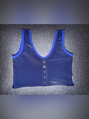 Tiger Friday Girls' Snap-Front Dance Crop Top Blue Size Child X-Large